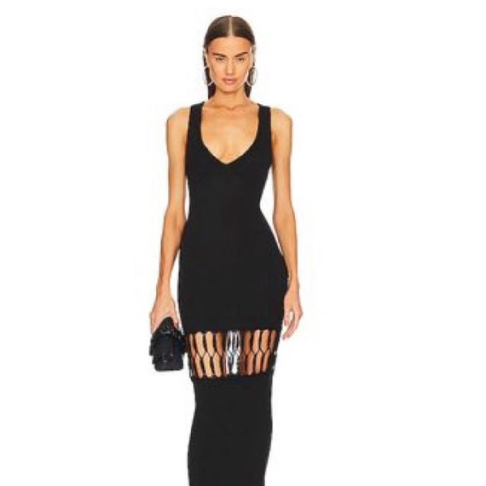 Michael Costello x REVOLVE Nicola Mixed Crochet Maxi Dress in Black